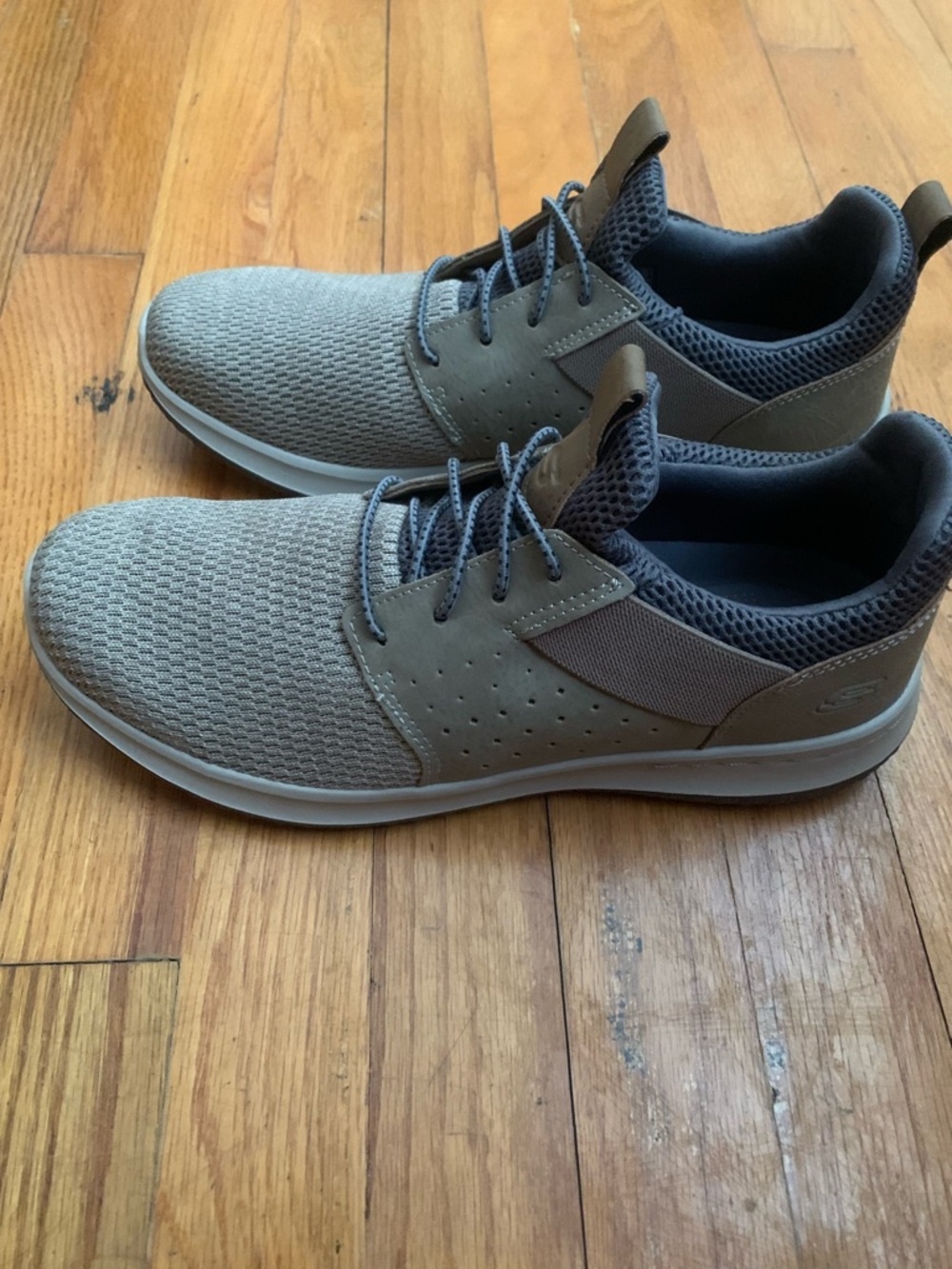Skechers Men's Taupe and Charcoal Slip-On Knit Sneakers - Picture 3 of 3